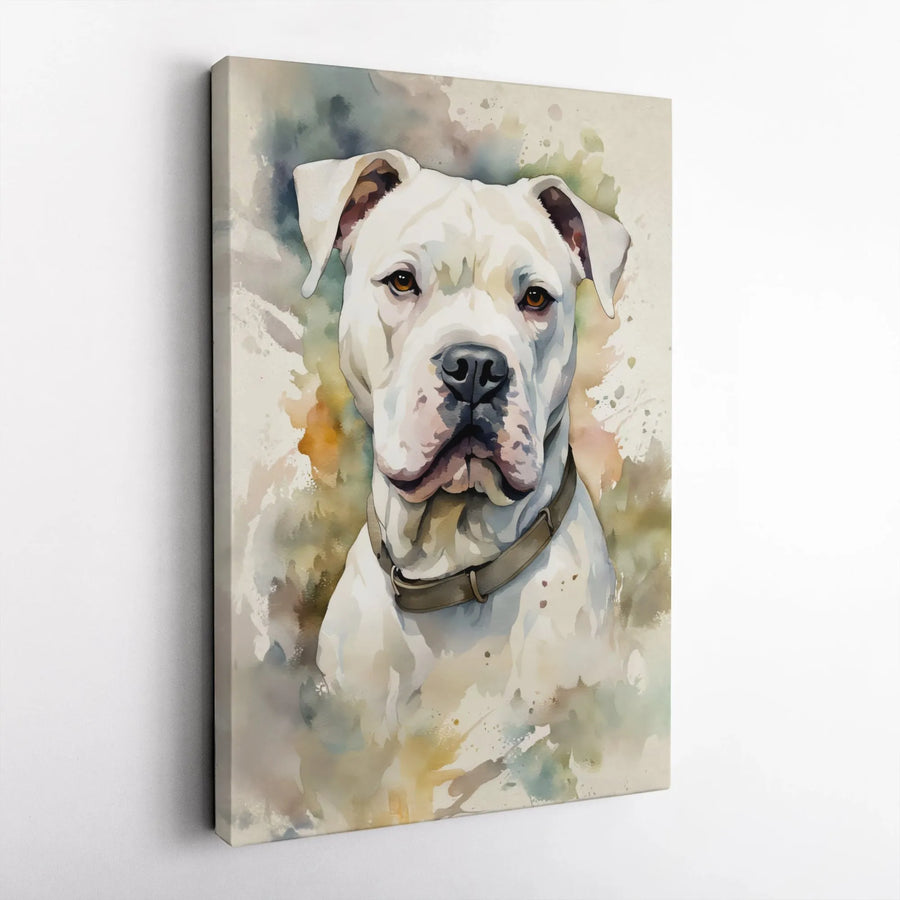 Dogo Argentino Canvas Print | Watercolor Dog Portrait | Premium Gallery Wrapped Art | Gift for Dog Lover & Breed Owner