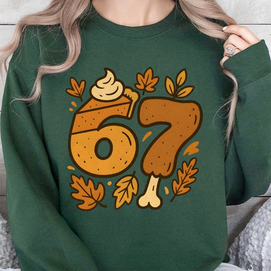 67 Birthday Sweatshirt | Funny Food Number Graphic | Premium Cotton Blend | Gift for 67th Birthday Celebration