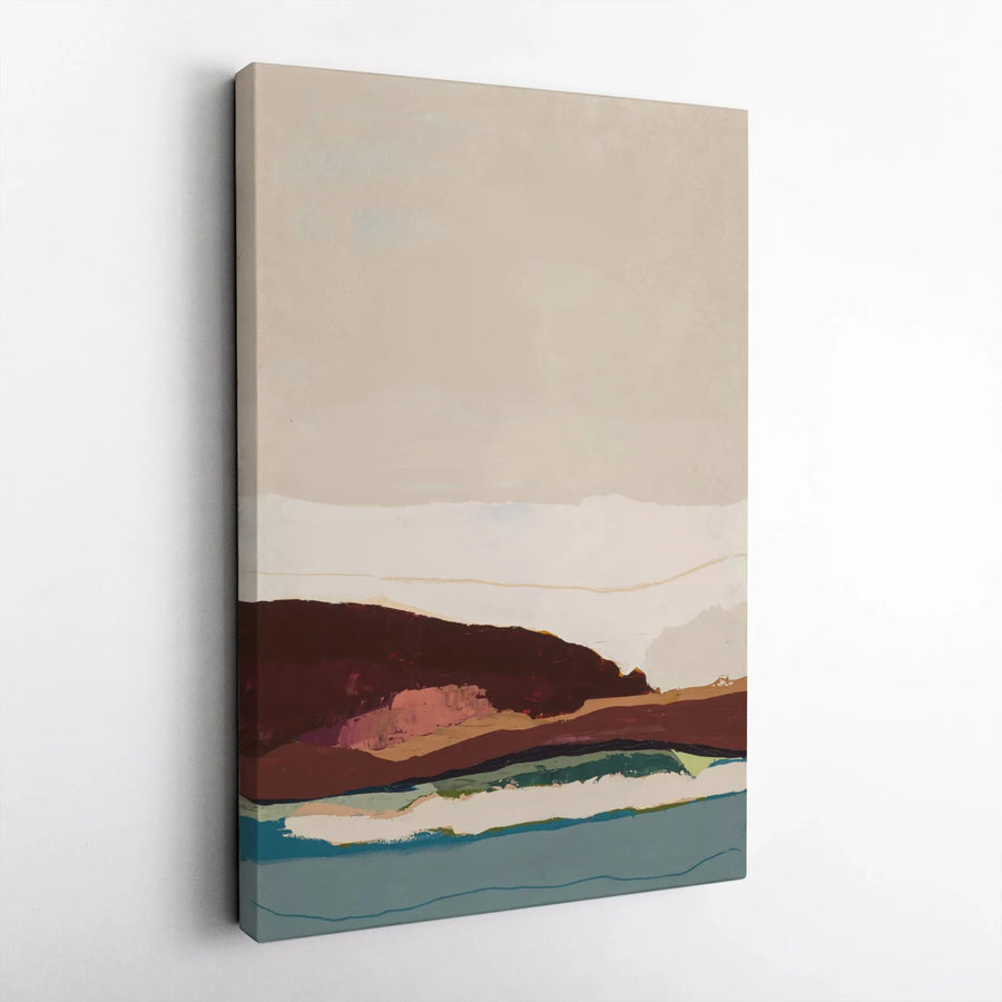 Abstract Landscape Vertical Canvas | Minimalist Earth Tone Wall Art | Premium 1.25" Thick Gallery Wrap | Modern Home Decor Gift