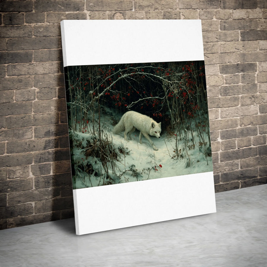 Arctic Fox Canvas Wall Art | Snowy Winter Forest Landscape | Premium Fade-Resistant Print | Wildlife Nature Decor For Home Or Office