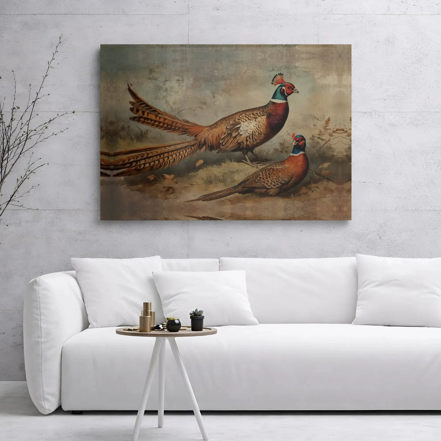 Pheasant Canvas Wall Art | Vintage Bird Oil Painting Style | Premium Gallery Wrap Print | Wildlife Home Decor for Hunters and Nature Lovers