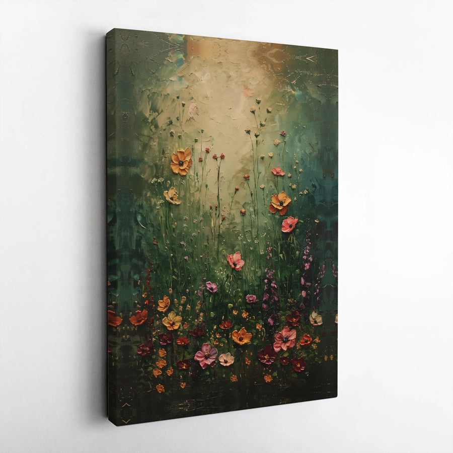 Wildflower Meadow Canvas Print | Textured Impasto Botanical Art | Gallery Quality 1.25 Inch Profile | Elegant Floral Wall Decor For Home Office