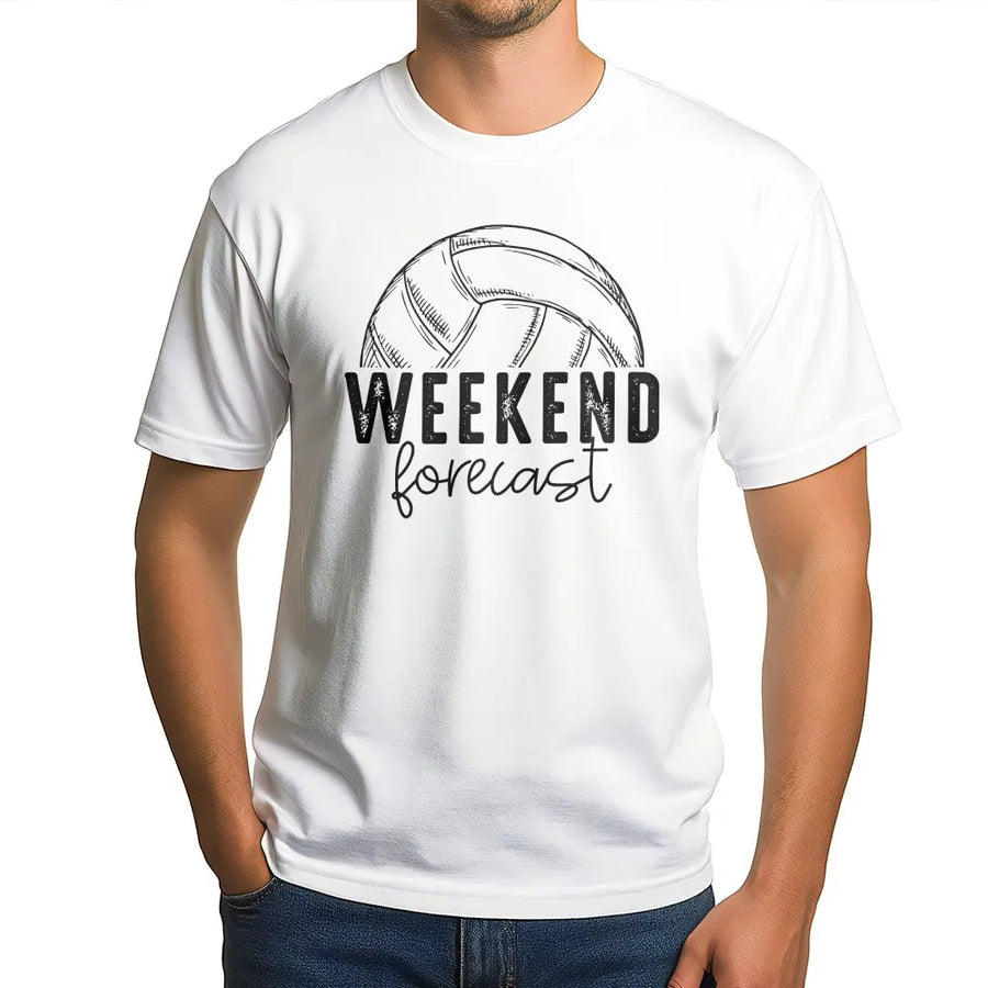 Volleyball Weekend Forecast T-Shirt | Sporty Graphic Volleyball Tee | Premium 100% Cotton | Funny Volleyball Gift for Players & Coaches