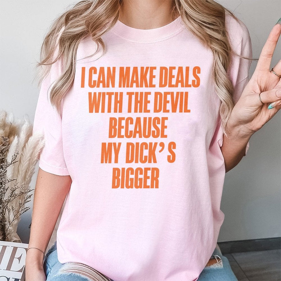 I Can Make Deals With The Devil T-Shirt | Edgy Graphic Quote Apparel | 100% Cotton Premium Quality Tee | Funny Sarcastic Gift for Music Fans
