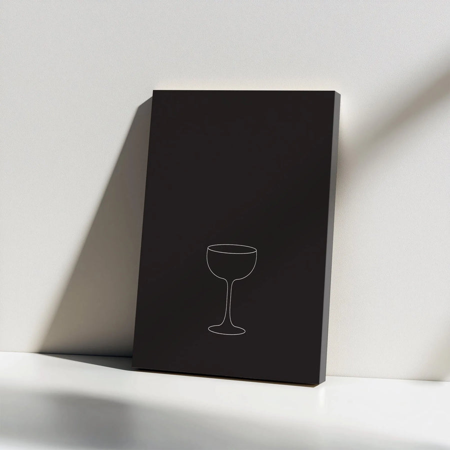 Minimalist Cocktail Glass Canvas | Modern Coupe Line Art Drawing | Premium Gallery Wrapped Canvas | Home Bar Decor Gift