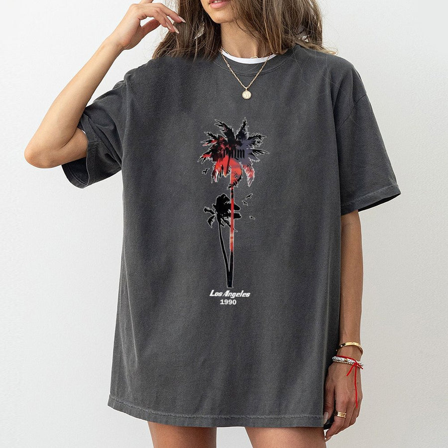 Los Angeles Palm Tree T-Shirt | Retro 1990 Graphic California Design | Premium Soft Cotton | Unisex Streetwear Gift for Beach Lovers