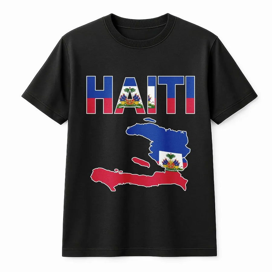 Haitian Flag T-Shirt | Haiti Map Patriotic Graphic | Premium Cotton Unisex Tee | Haitian Pride Flag Day Gift
