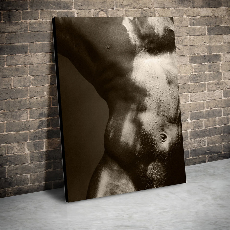Male Torso Wall Art | Artistic Sepia Photography Canvas | 1.25-Inch Premium Gallery Profile | Modern Home Decor Gift for Him