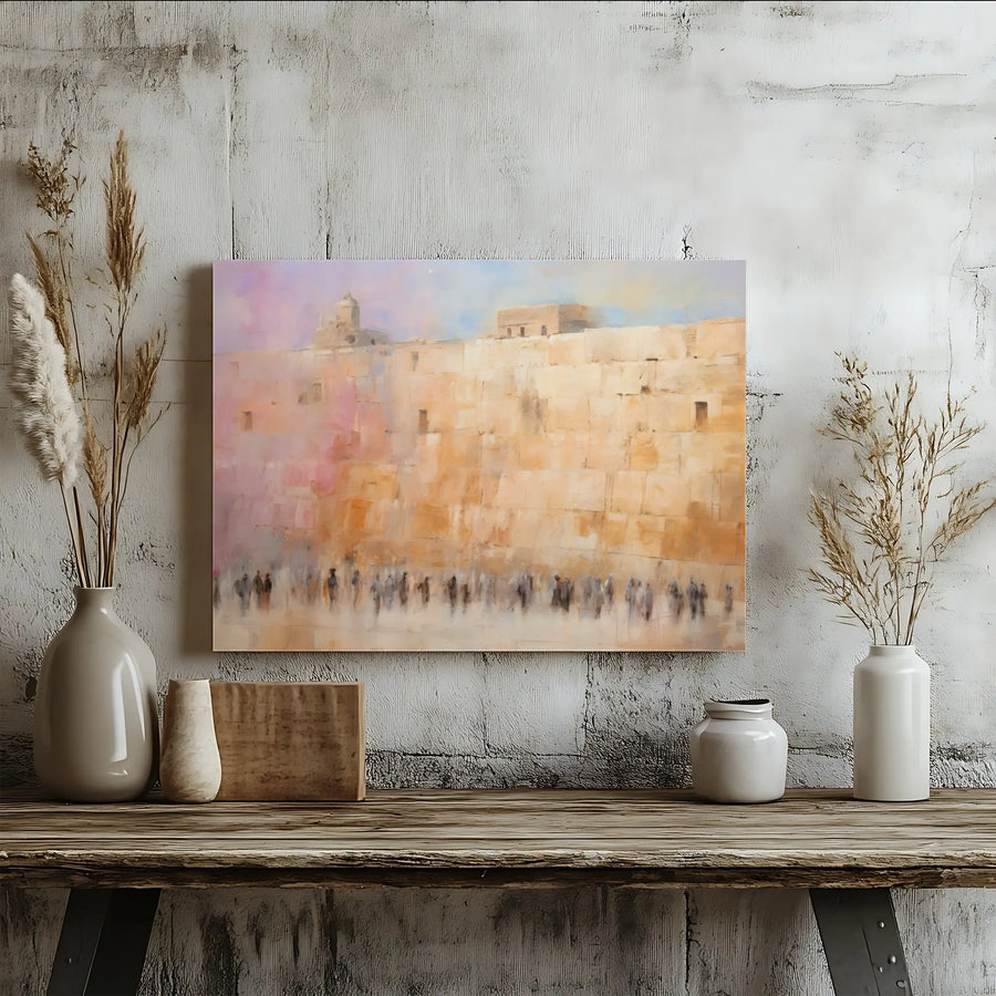 Western Wall Jerusalem Canvas Print | Impressionist Holy Land Wall Art | Premium 1.25-Inch Gallery Wrap | Spiritual Home Decor Gift