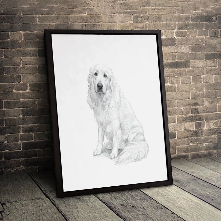 Great Pyrenees Dog Wall Art | Hand-Drawn Pencil Sketch Style | Premium 1.25” Gallery Canvas | Gift for Dog Lovers & Pet Owners