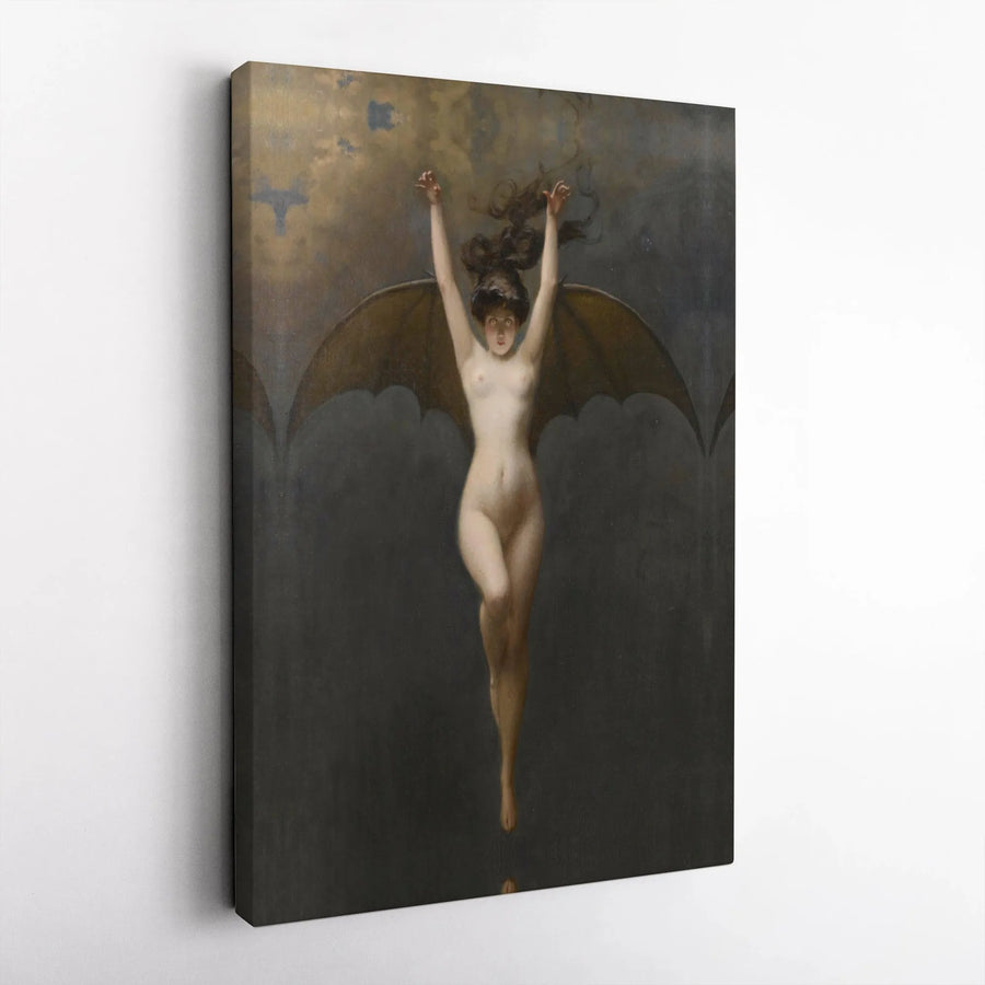 The Bat Woman Canvas Art | Albert Joseph Pénot Gothic Painting | Premium Gallery Wrap Print | Dark Academia Home Decor Gift