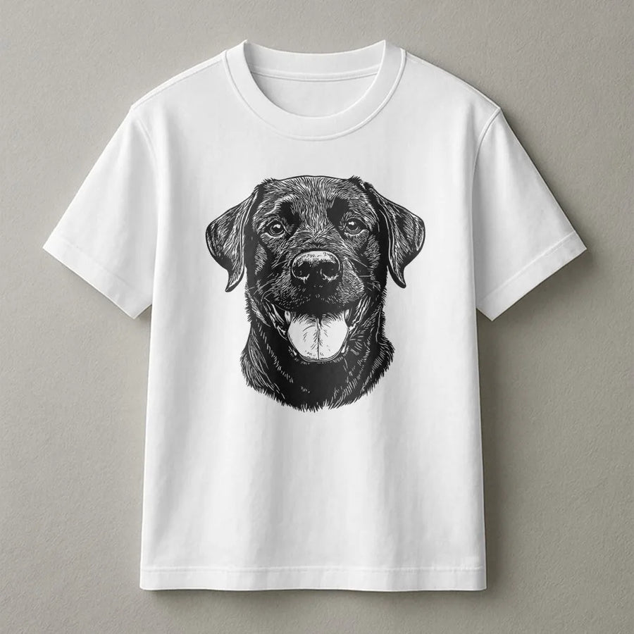 Black Labrador T-Shirt | Detailed Sketch Art Portrait | Premium 100% Cotton Tee | Gift for Dog Lovers & Lab Owners