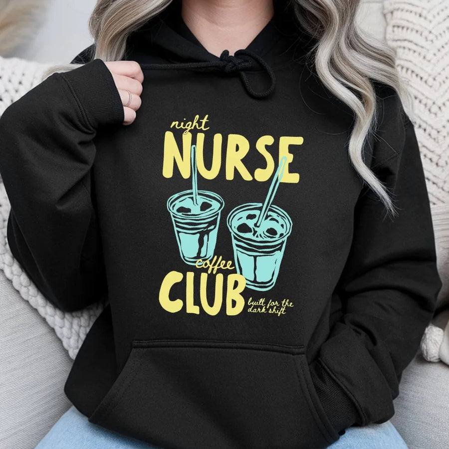 Night Nurse Coffee Club Shirt | Retro Graphic Tee for Night Shift | Premium Comfort Colors | Funny RN Appreciation Gift