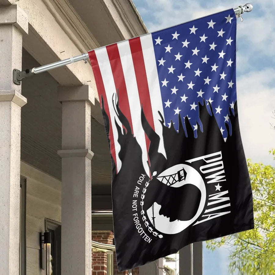 POW MIA American Flag | You Are Not Forgotten Design | Double-Sided Polyester Banner | Patriotic Gift for Veterans