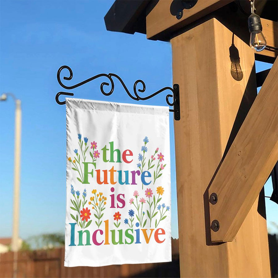The Future Is Inclusive Garden Flag | Vibrant Floral Pride Decor | Durable Weather-Resistant Polyester | Equality Gift for Yard & Home
