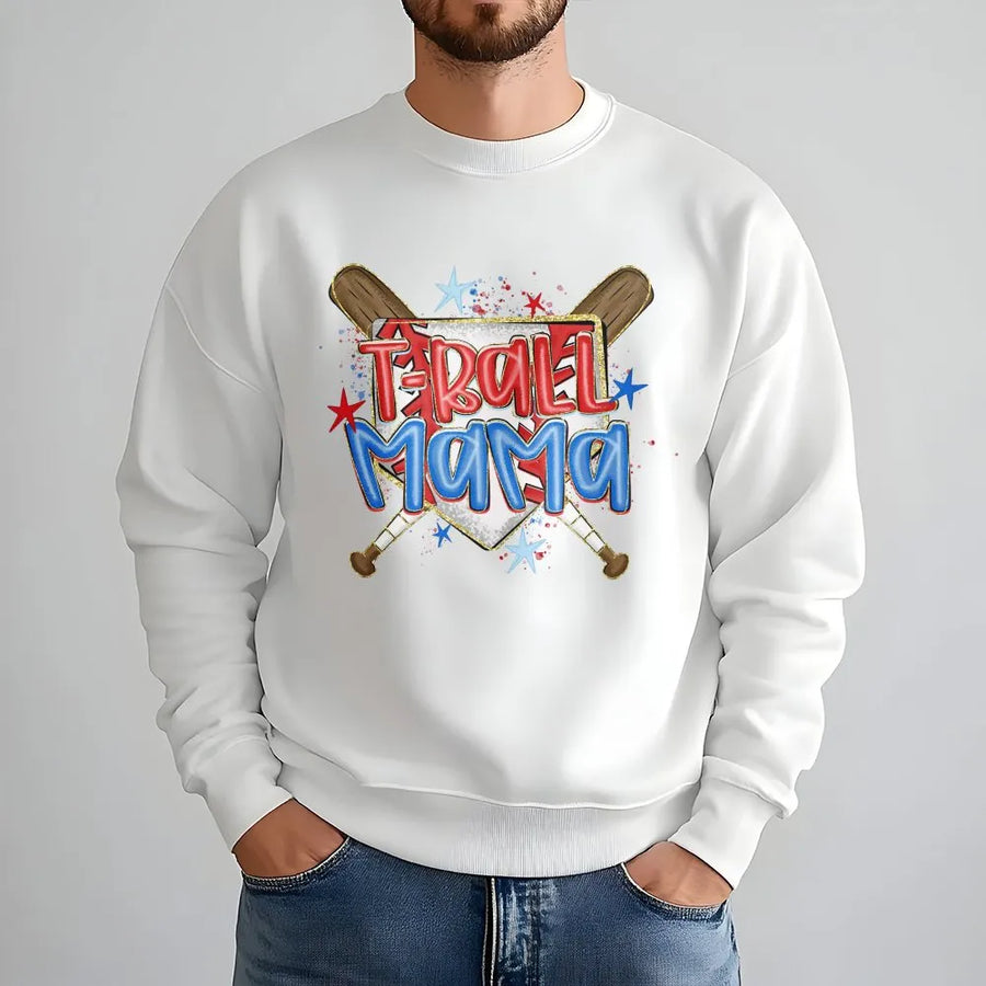 T-Ball Mama Sweatshirt | Retro Game Day Baseball Graphic | Premium Soft Cotton Blend | Gift for Sports Mom
