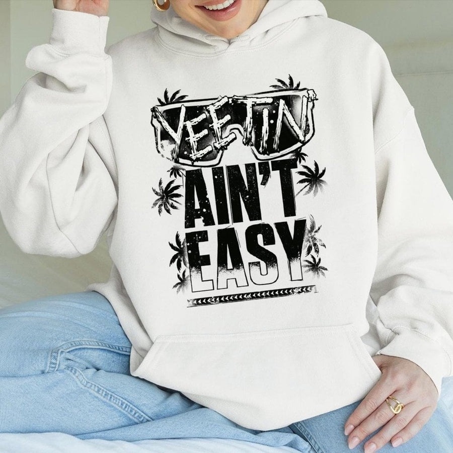 Yeetin' Ain't Easy Hoodie | Tropical Sunglasses Graphic Design | Cotton-Poly Premium Blend | Unisex Streetwear Gift for Wrestling Fans