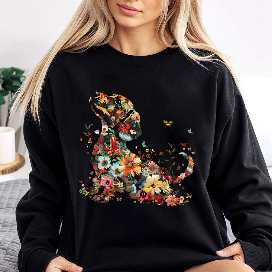 Floral Dachshund Sweatshirt | Colorful Botanical Dog Art | Premium Cotton-Blend Comfort | Unique Gift for Dog Mom and Sausage Dog Lovers