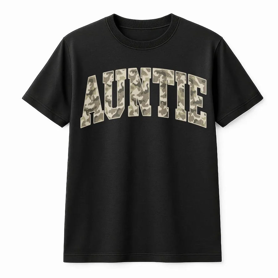 Camo Auntie Shirt | Comfort Colors® Varsity T-Shirt | Premium Cotton | Gift for New Aunt From Niece or Nephew, Future Uncle