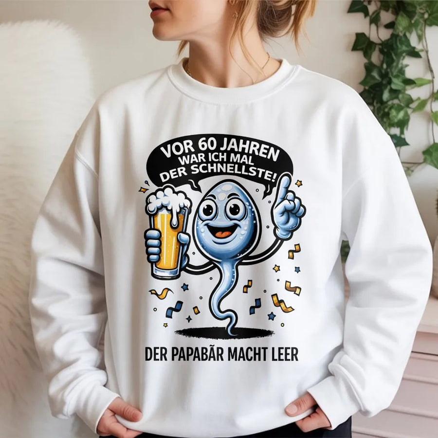 60 Geburtstag Sweatshirt für Männer | Lustiger Bier Spruch "Vor 60 Jahren Schnellste" | Premium Baumwoll-Mix Pullover | Witziges Geschenk für Papa