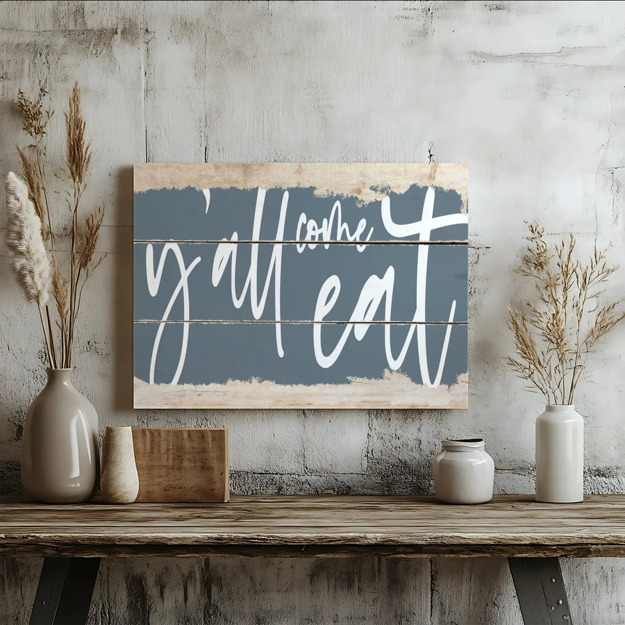 Y'all Come Eat Canvas Wall Art | Rustic Farmhouse Kitchen Sign | Premium Gallery Wrap Decor | Ready-to-Hang Dining Room Gift
