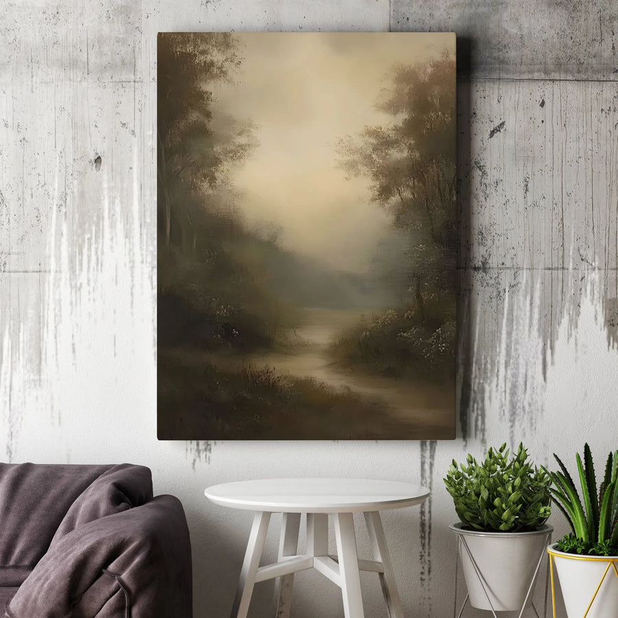 Ethereal Forest Path Canvas Print | Moody Mist Landscape Wall Art | Gallery Wrapped Premium Quality | Nature Lover Home Office Decor Gift