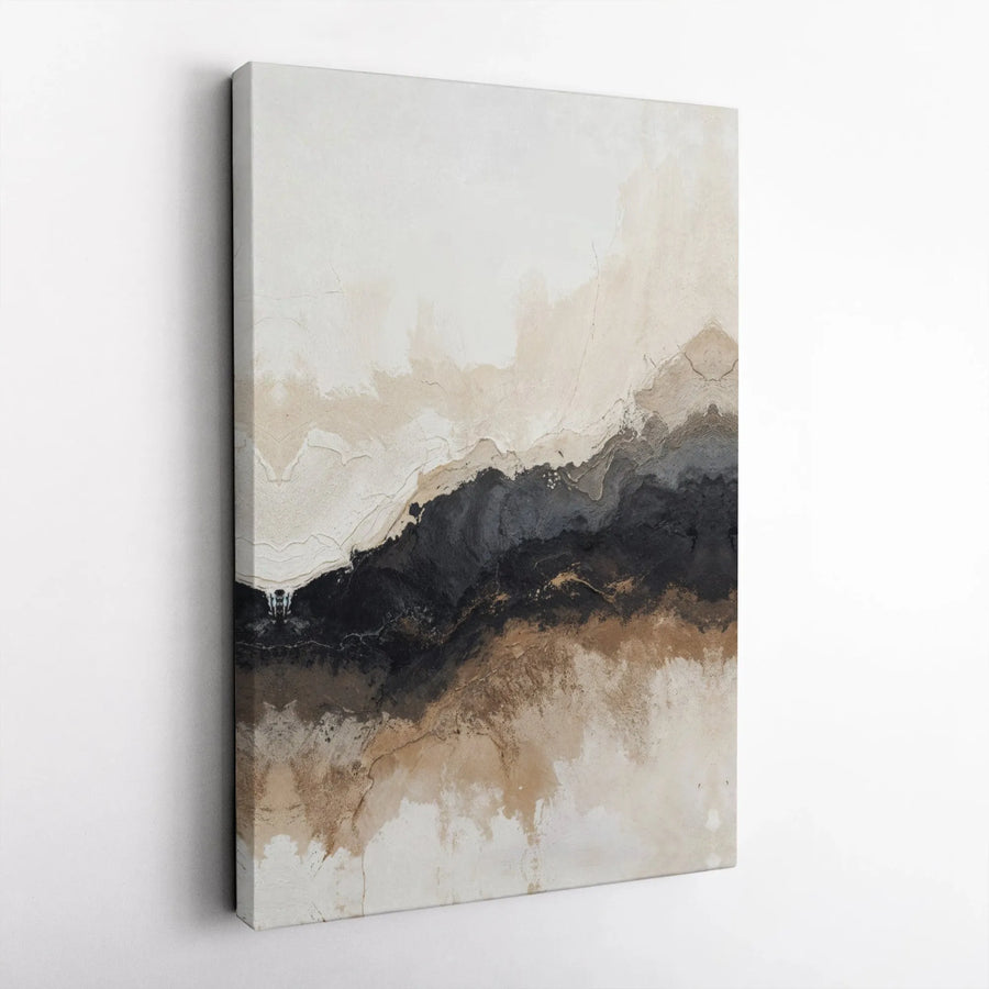 Abstract Landscape Canvas Wall Art | Neutral Earthy Tones Texture | Premium Fade-Resistant Gallery Wrap | Modern Home Office Decor Gift