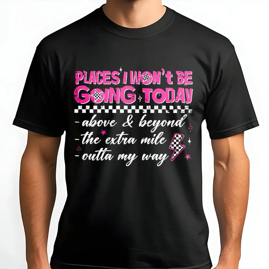 Funny Sarcastic T-Shirt | Retro Checkerboard 'Going Today' Quote | Premium Soft Cotton | Edgy Y2K Style Gift for Women