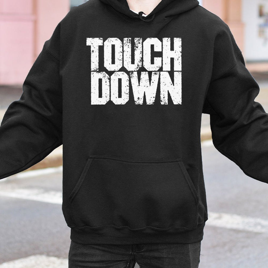 Touchdown Football Hoodie | Distressed Grunge Typography | Premium Cotton Blend | Gift for Football Mom and Fan