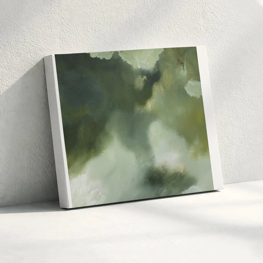 Abstract Green Horizontal Canvas Art | Sage Green Minimalist Painting | Premium Gallery Wrapped Canvas | Modern Home & Office Decor Gift
