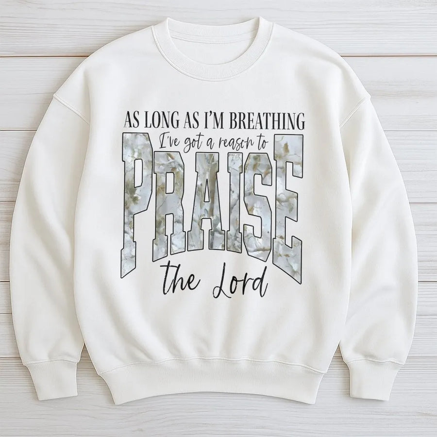 Praise The Lord Christian Sweatshirt | Marble Texture Faith Graphic Sweatshirt | Soft Cotton Blend | Religious Worship Gift for Women Men