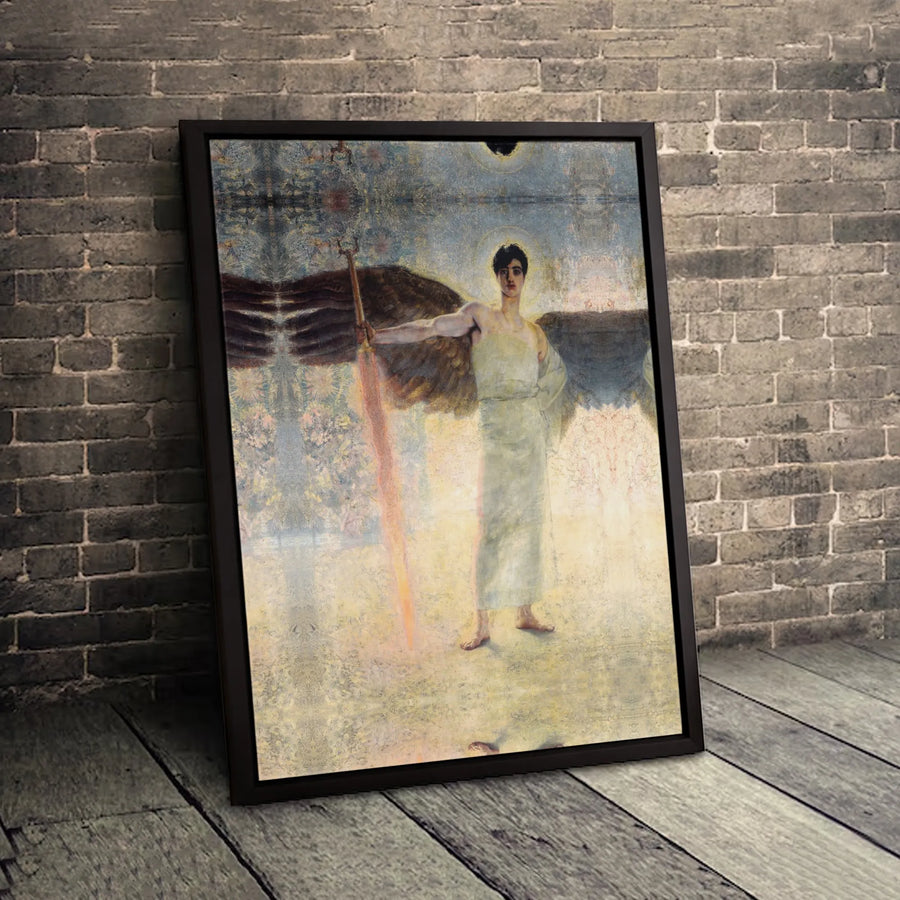 The Angel With A Flaming Sword Canvas Wall Art | Mikhail Vrubel Classic Painting Print | Premium 1.25-Inch Thick Gallery Wrap | Religious Home Decor Gift