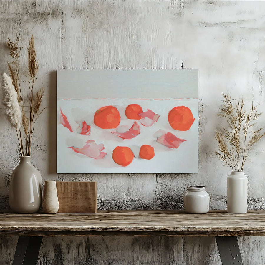 Abstract Fruit Canvas Wall Art | Modern Kumquat & Petal Still Life Painting | Premium Gallery Wrapped 1.25" Print | Kitchen & Dining Room Decor Gift