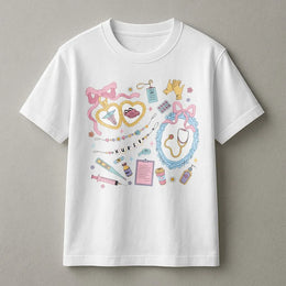 Cute Nurse T-Shirt | Coquette Aesthetic Medical Collage | Premium Cotton Blend | Gift for Nurses, RN, Nursing School Student Appreciation