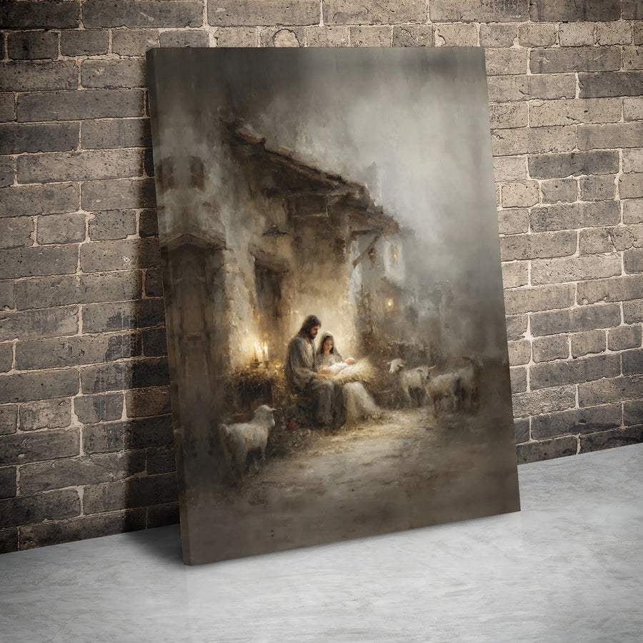 Nativity Scene Canvas Print | Holy Family Manger Wall Art | Premium Gallery Wrap Religious Decor | Christmas Spiritual Gift for Home
