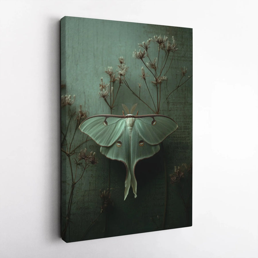 Luna Moth Wall Art | Botanical Insect Print on Gallery Wrapped Canvas | Premium Nature Decor | Gift for Nature Lovers