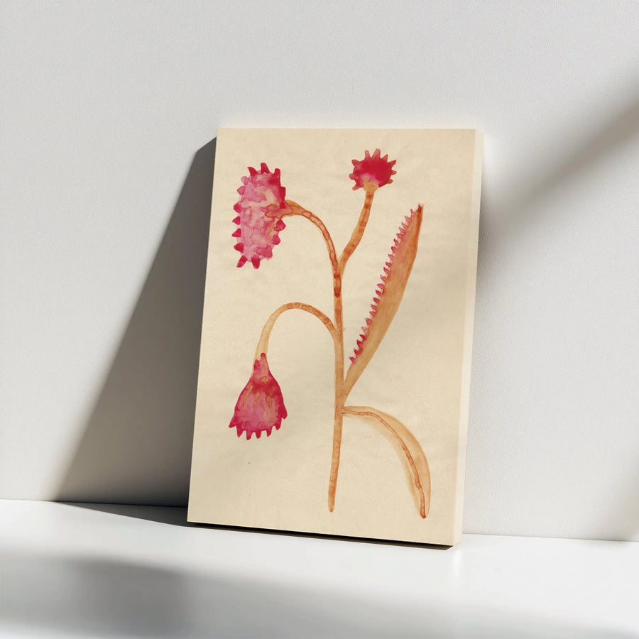 Watercolor Botanical Vertical Canvas | Abstract Carnivorous Flower Art Print | Premium 1.25" Gallery Wrap | Elegant Aesthetic Home Decor Gift