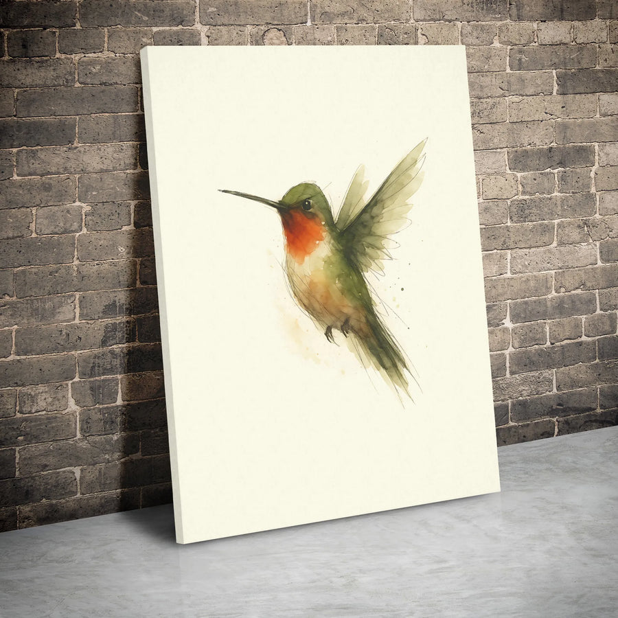 Watercolor Hummingbird Canvas Wall Art | Minimalist Bird Nature Print | Premium 1.25" Gallery Wrap | Gift For Bird Lover Home Decor
