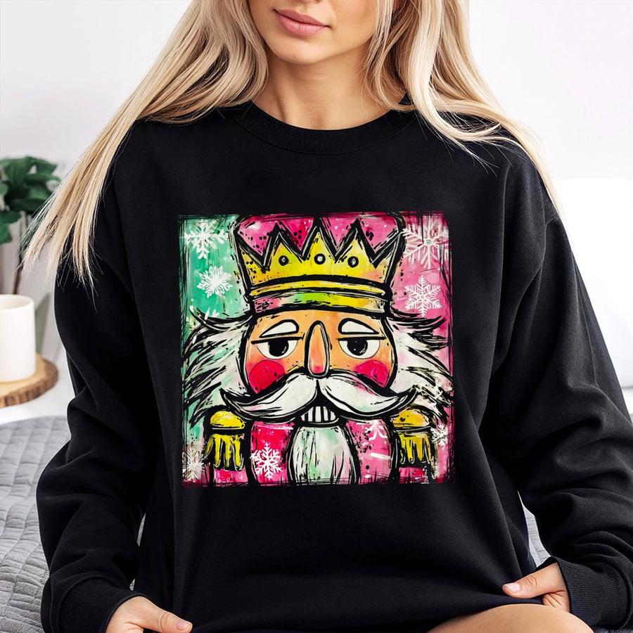 Nutcracker Christmas Sweatshirt | Watercolor Holiday Art | Soft Cotton-Poly Blend | Festive Apparel for Women & Men