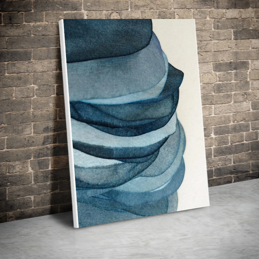 Abstract Blue Watercolor Vertical Canvas | Modern Minimalist Painting | Premium Gallery Wrap | Living Room Wall Decor Gift
