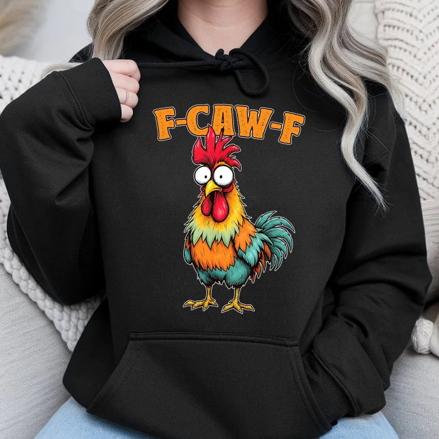Funny Rooster Hoodie | F-Caw-F Chicken Graphic | Premium Cotton Blend | Gift for Bird Lovers and Farm Enthusiasts