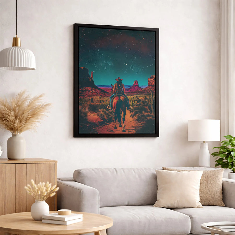 Western Canvas Wall Art | Monument Valley Cowgirl Riding Horse | Premium Gallery Wrap Print | Southwestern Decor Gift for Home