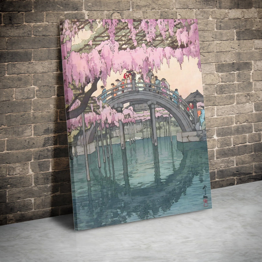 Wisteria at Kameido Tenjin Shrine Canvas Wall Art | Hiroshige Ukiyo-e Japanese Print | Gallery-Quality Fade-Resistant | Aesthetic Home Decor Gift