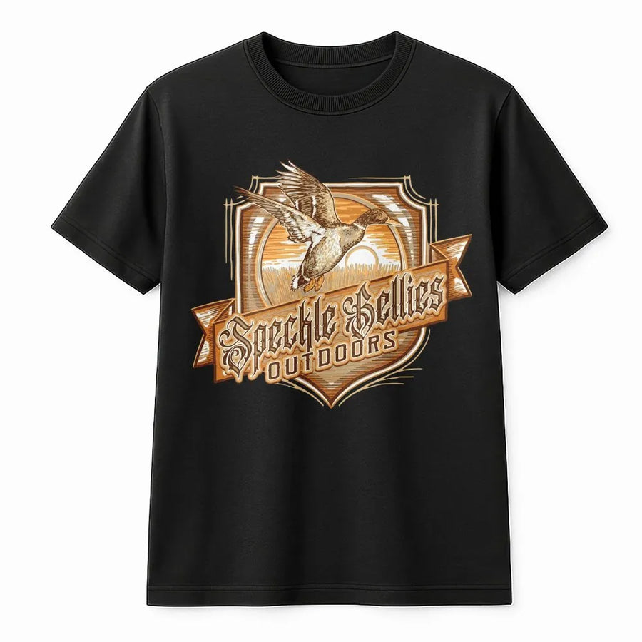 Duck Hunting T-Shirt | Vintage Flying Duck Sunset Graphic | Soft Cotton Blend | Gift for Hunter & Outdoorsman