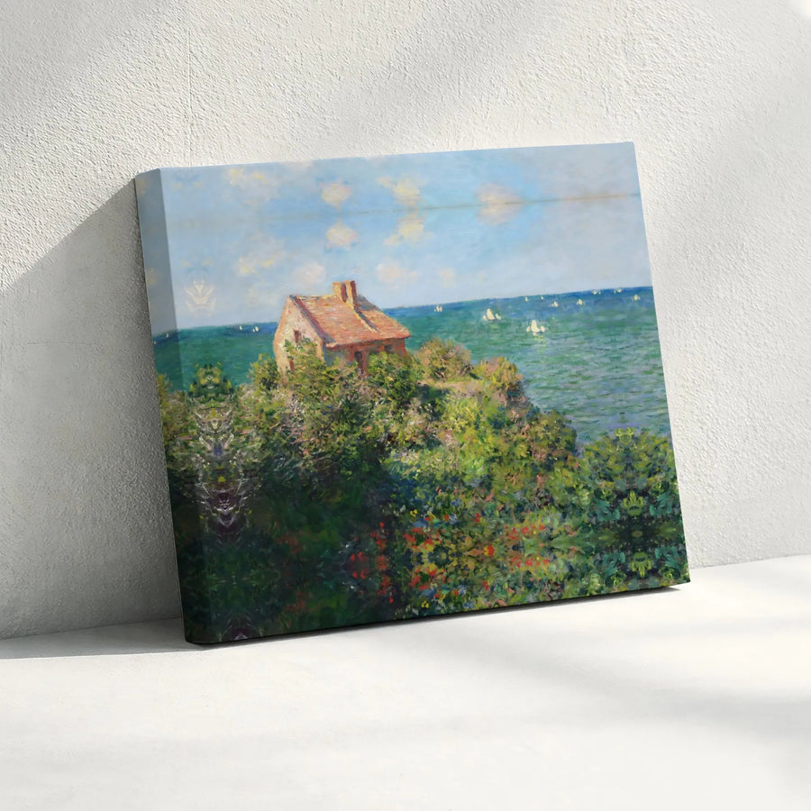 Claude Monet Fisherman's Cottage at Varengeville Canvas Print | Impressionist Seascape Wall Art | Gallery Quality 1.25" Profile | Home Office Decor Gift