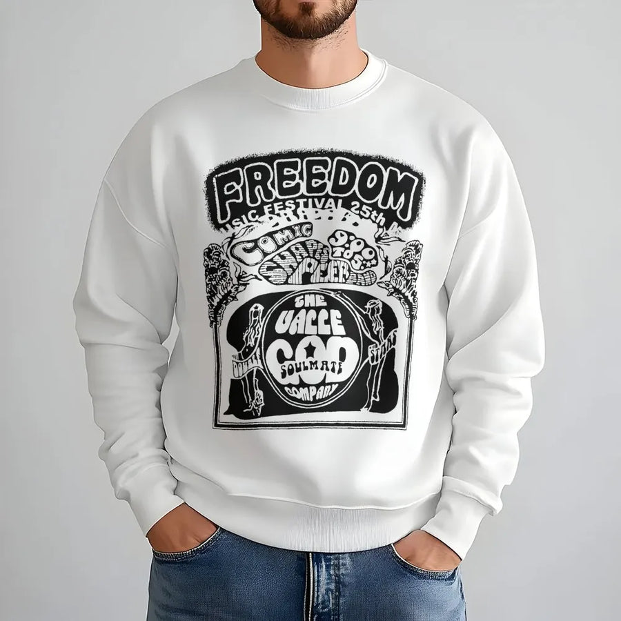 Freedom Music Festival Sweatshirt | Psychedelic Retro Graphic Print | Premium Cotton Blend | Unisex Oversized Streetwear Gift for Music Lovers