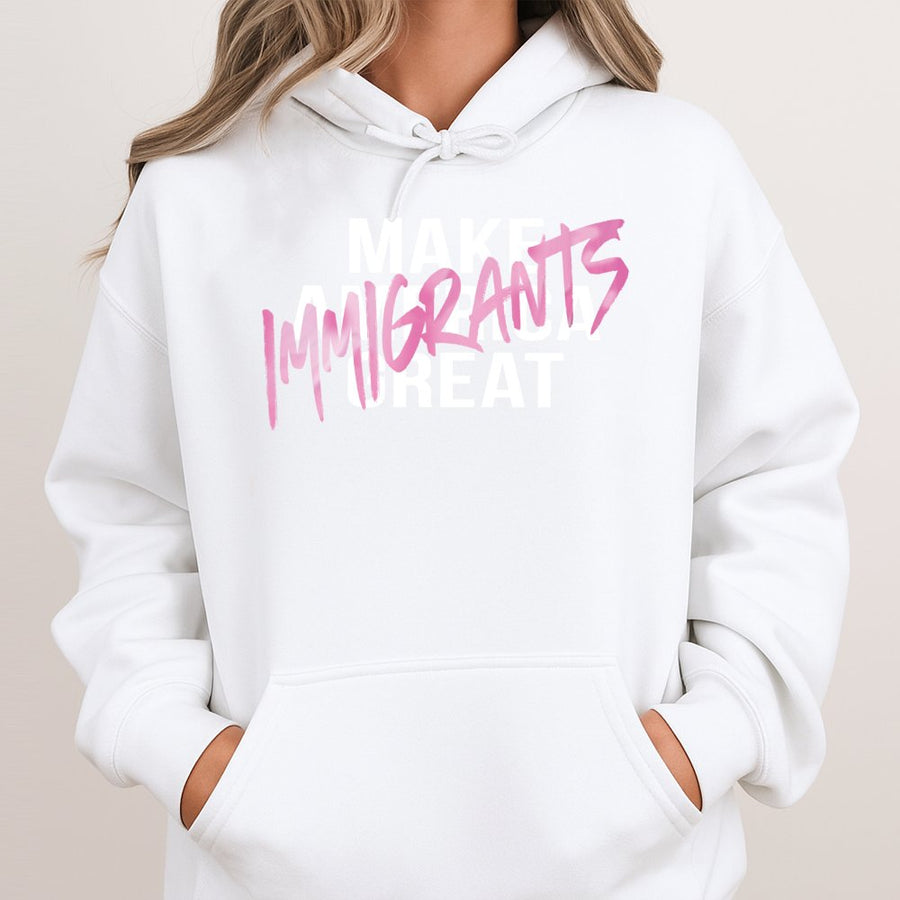 Immigrants Are Welcome Hoodie | Pro Immigration Statement Sweatshirt | Premium Cotton Blend | Gift For Activists & Human Rights Advocates