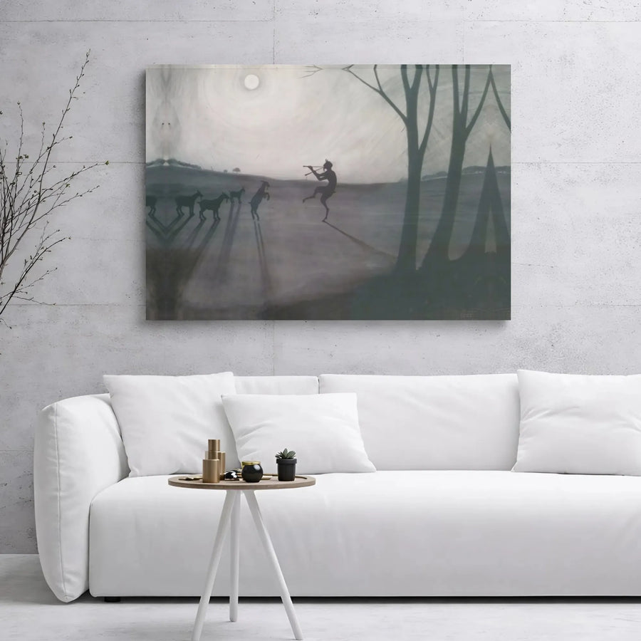 Dancing Faun Canvas Wall Art | Whimsical Mythological Forest Scene | Premium Gallery Wrap Print | Magical Home Decor Gift for Mythology Lovers