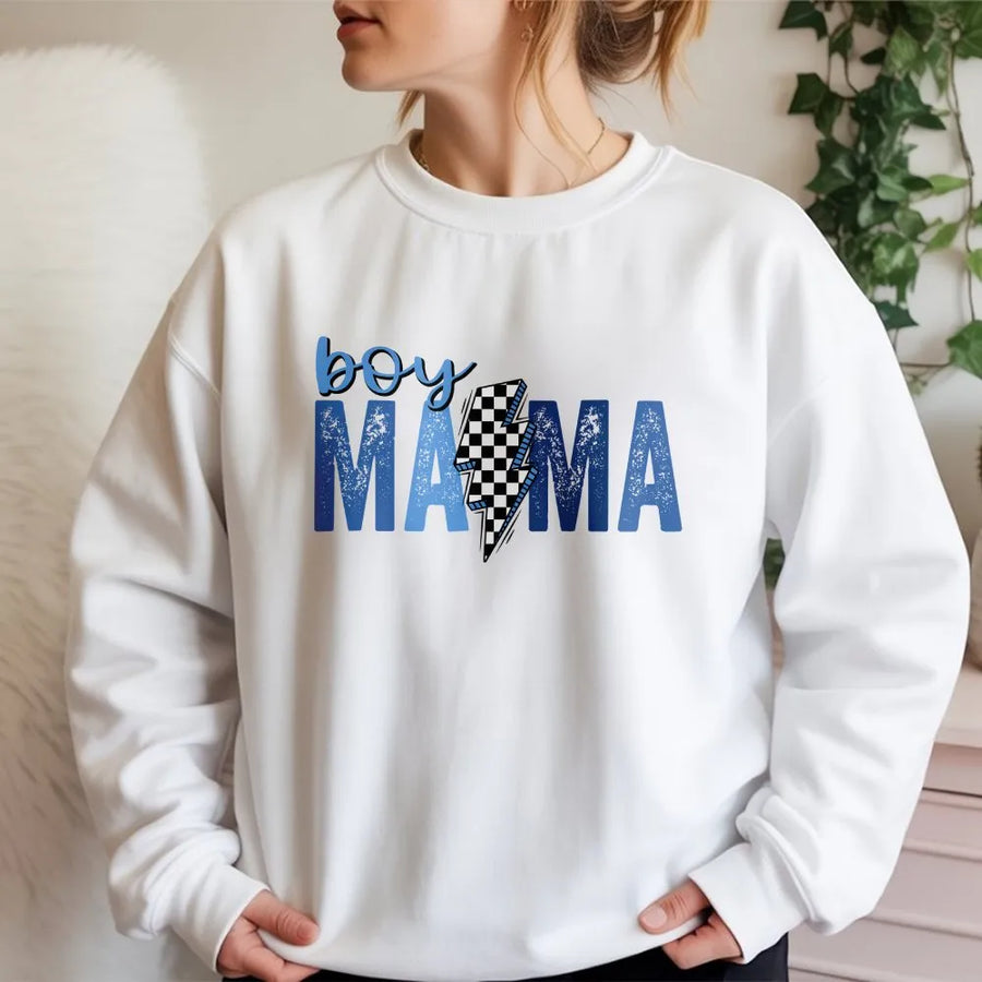 Boy Mama Shirt | Racing Theme Checkered Flag Graphic Tee | Premium Cotton | Mother's Day Gift for Mom of Boys