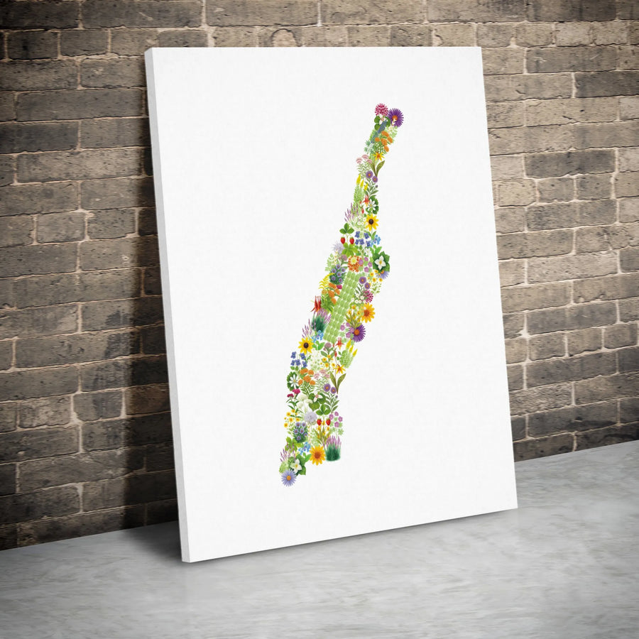 Sweden Map Wall Art | Wildflower Botanical Floral Print | Premium Gallery Canvas | Nordic Home Decor Gift for Swede Lovers